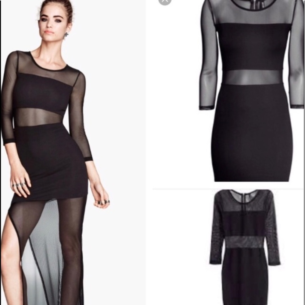 Black Mesh Maxi Dress